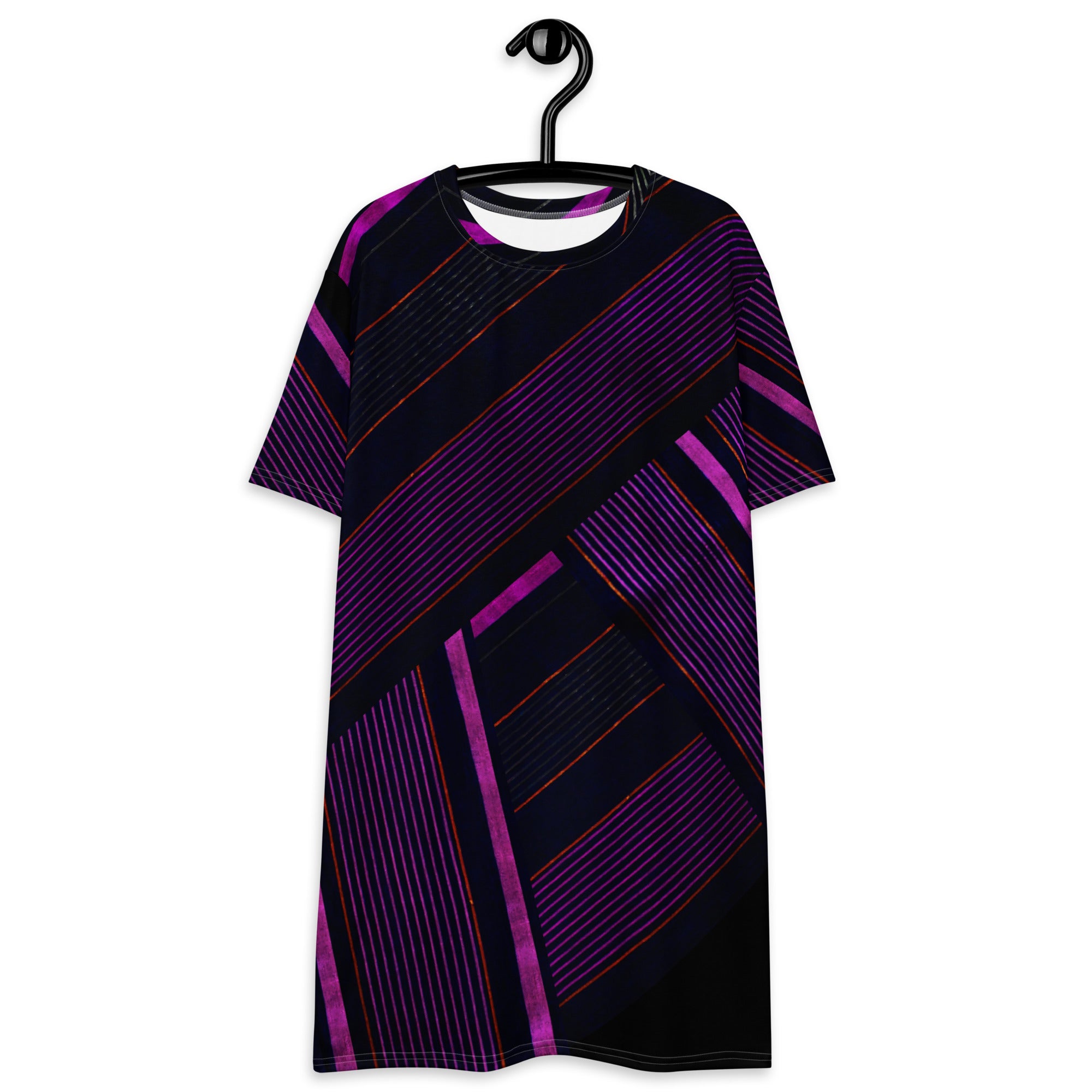 Black & Purple T-Shirt Dress. Street, Party or Lounge T-Shirt Dress. Streetstyle Dressing. WickedYo.